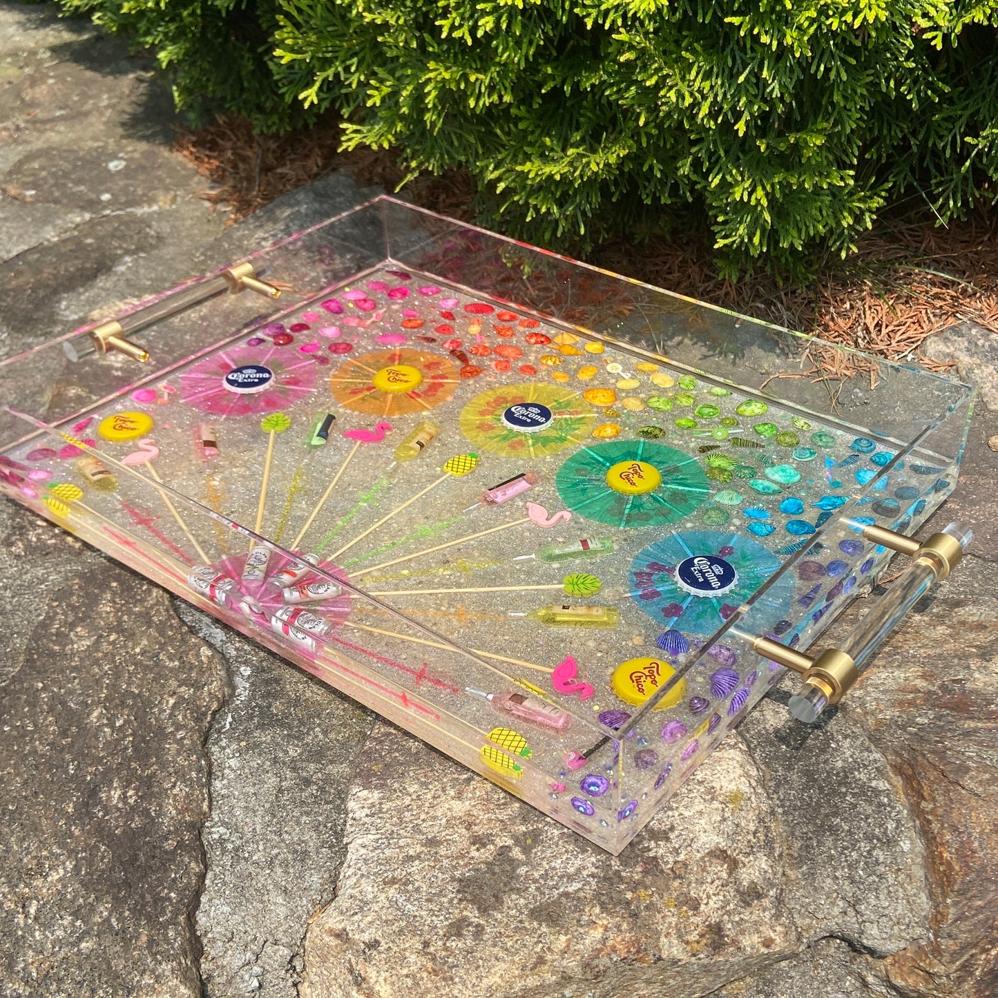 "Just Chill" - Lucite Handle Tray Large