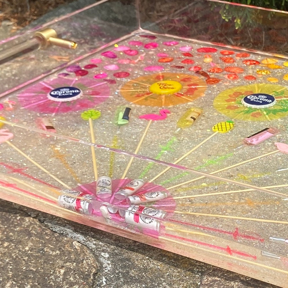 "Just Chill" - Lucite Handle Tray Large