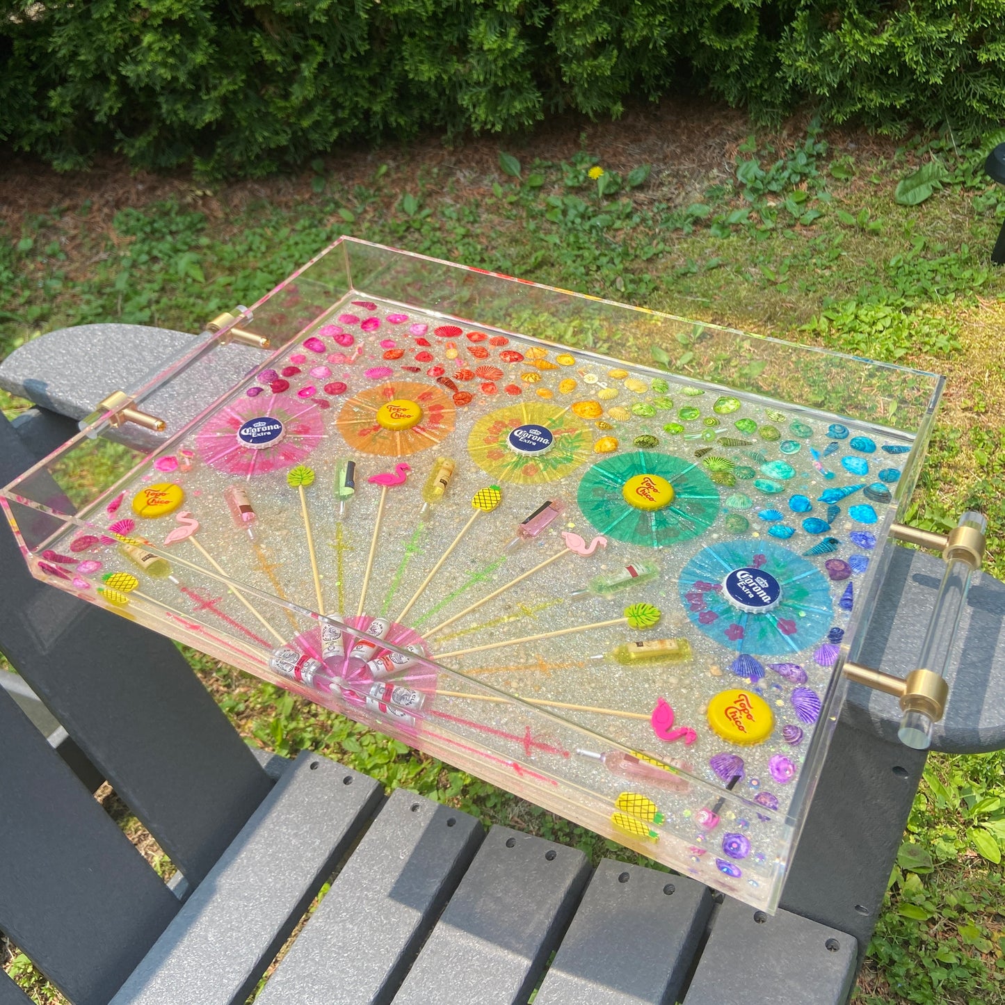"Just Chill" - Lucite Handle Tray Large