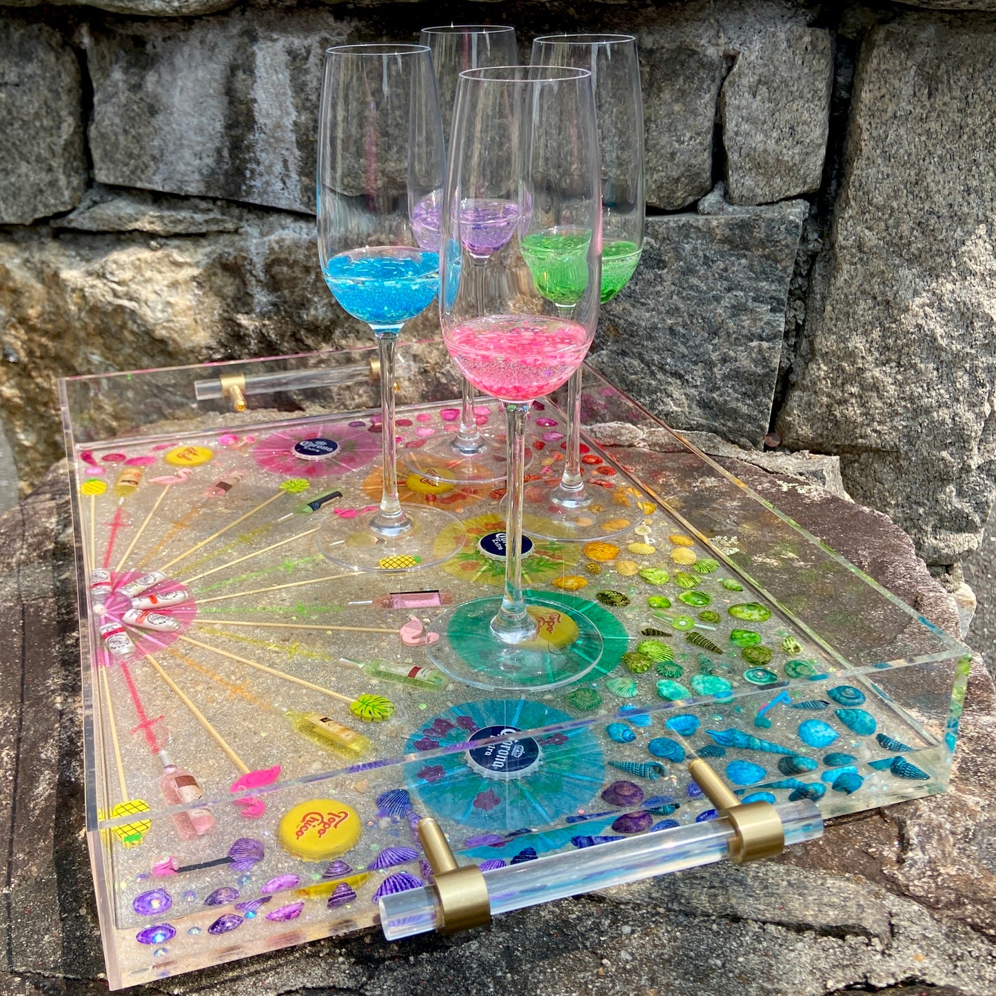 "Just Chill" - Lucite Handle Tray Large