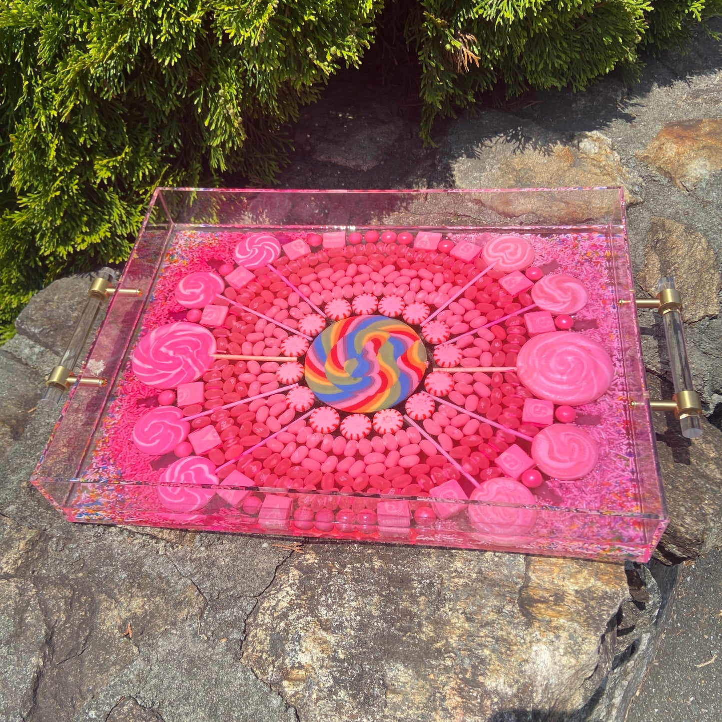"Cotton Candy Craze" - Lucite Handle Tray Large