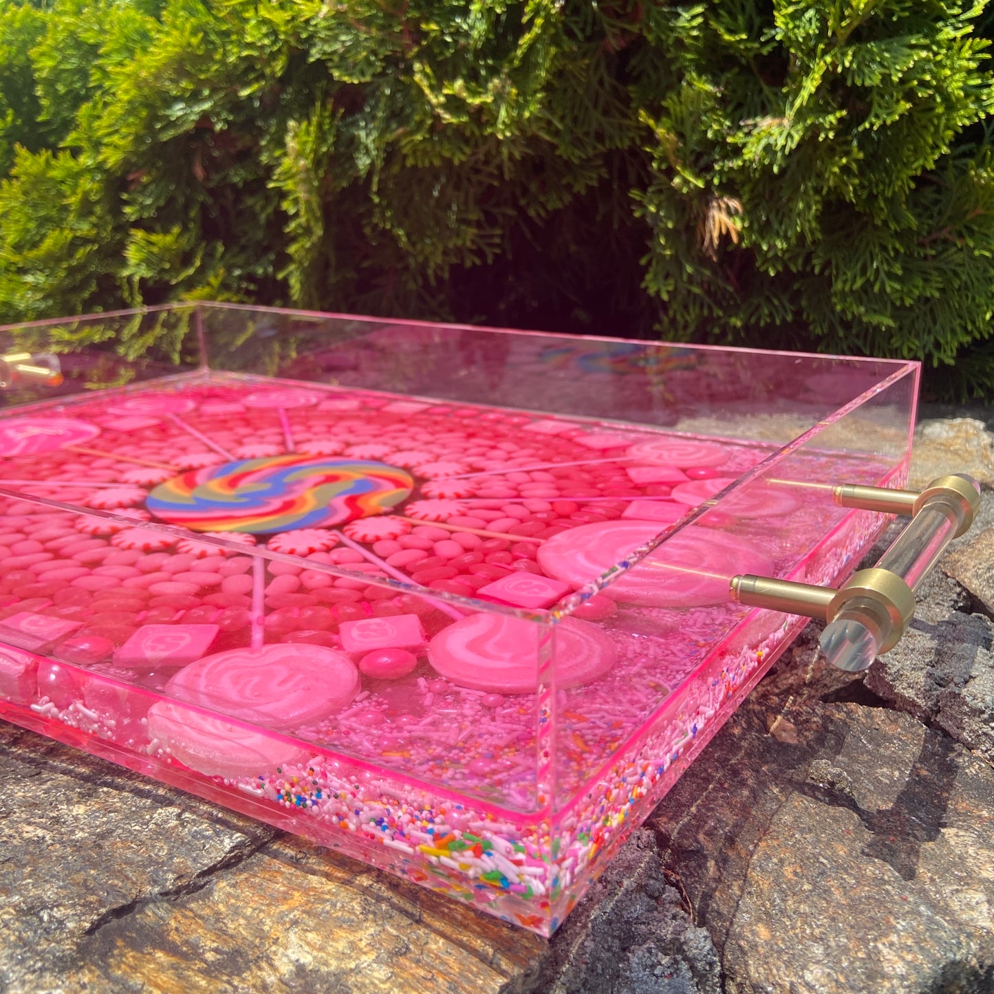 "Cotton Candy Craze" - Lucite Handle Tray Large